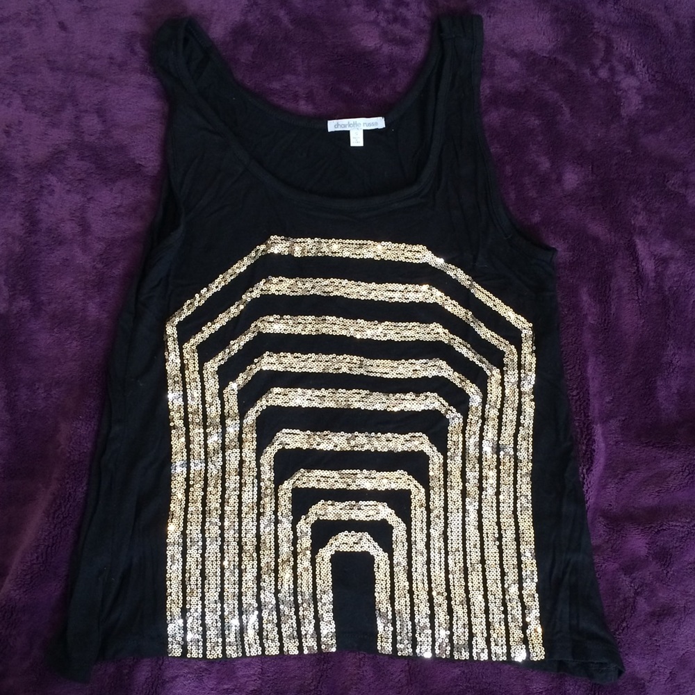 Charlotte Russe gold sequined tank shirt